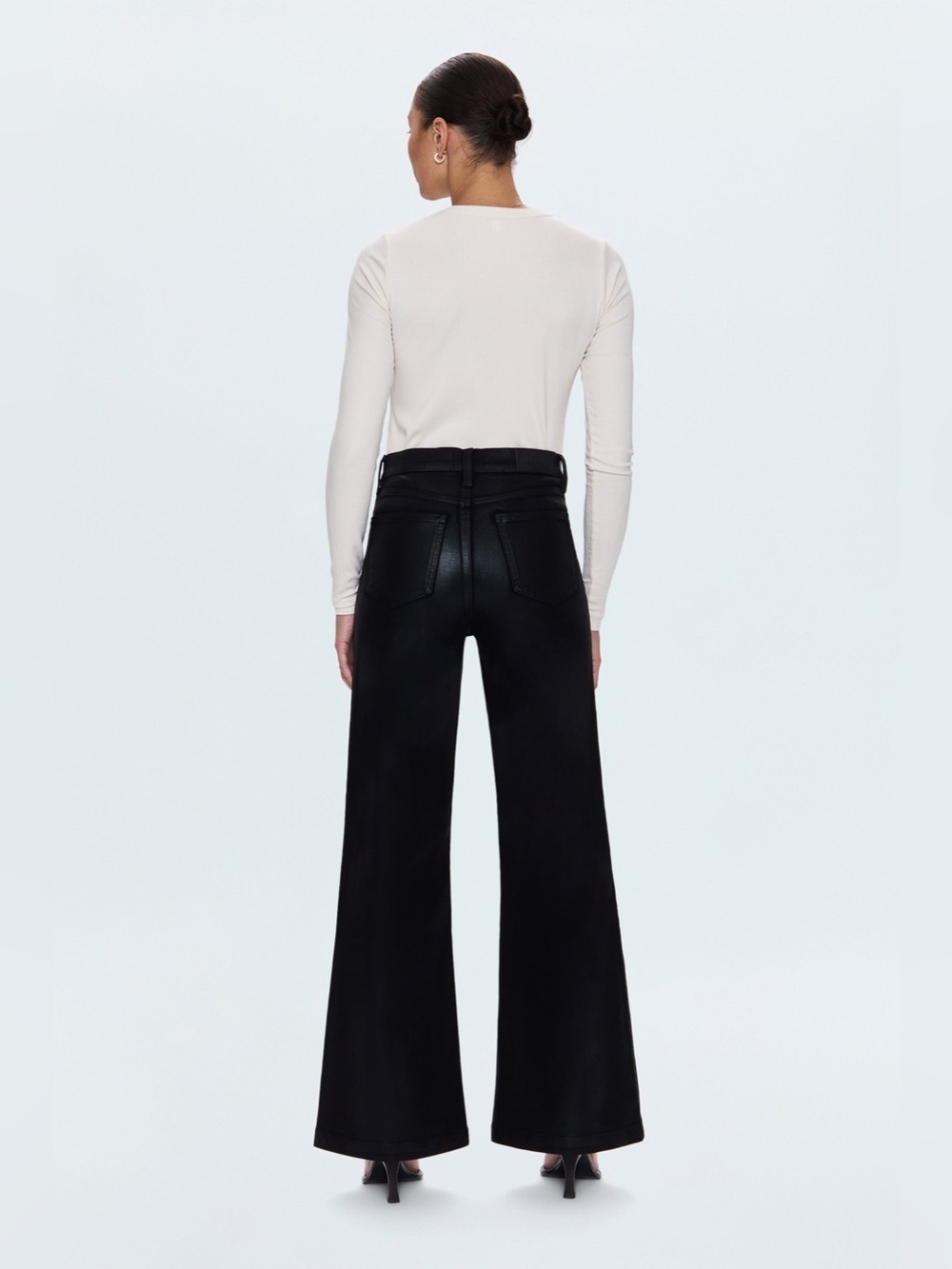 pistola Lana Black coated noir high rise ultra Wide-Leg Pants size 24 - Picture 2 of 12